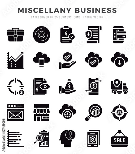 Miscellany Business icons set. Vector illustration.
