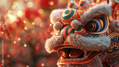 Performing Lion Dance and Dragon Dance to Celebrate Lantern Festival photo