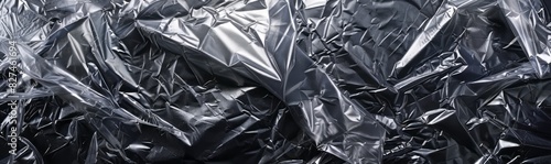 Wrinkled plastic wrap texture on a black background