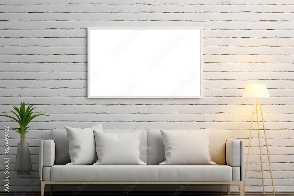 Minimalist Living Room Poster Mockup, Blank Frame Minimalist Living Room Poster Mockup, Blank Frame