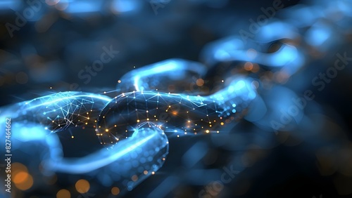 Technology for transferring data globally using blockchain for secure connections. Concept Blockchain, Secure Data Transfer, Global Connectivity, Technology, Data Security