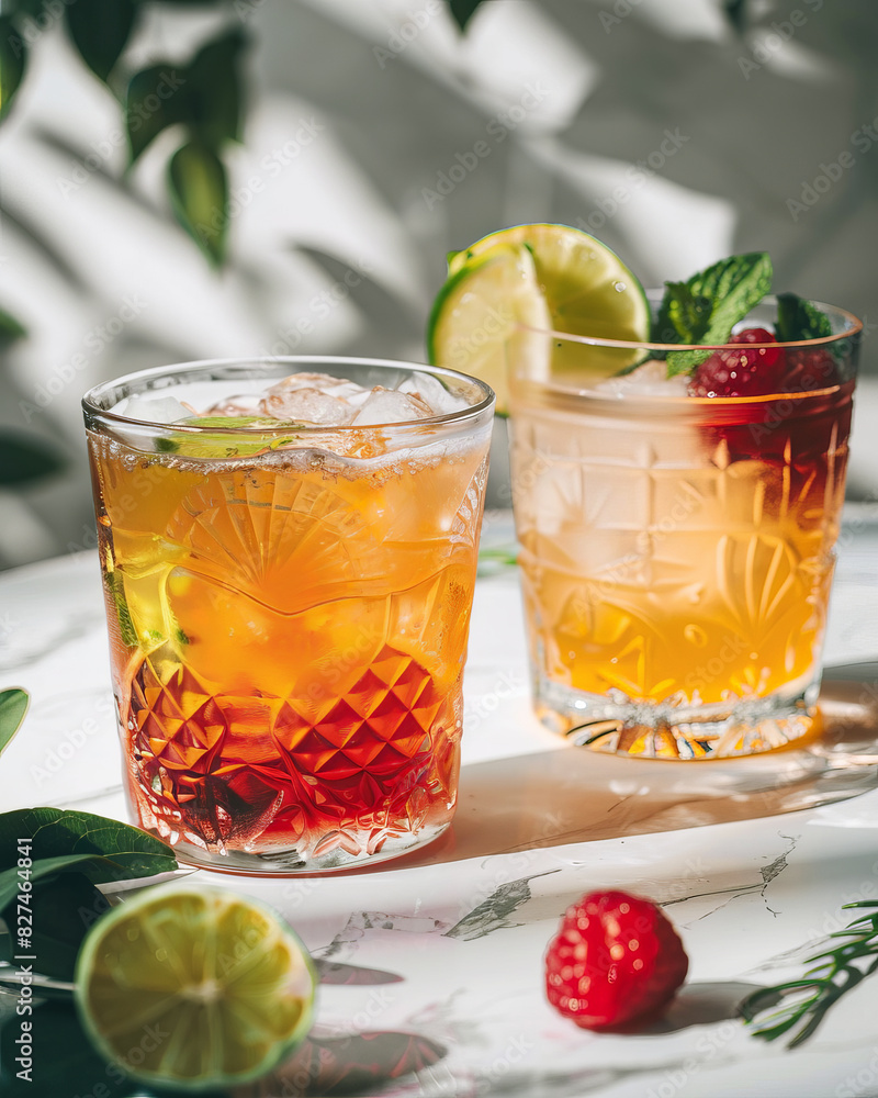 Strawberry orange cocktail in glass fresh fruit on pink background. Refreshing summer drink ice Strawberry orange cocktail in glass fresh fruit on pink background. Refreshing summer drink ice