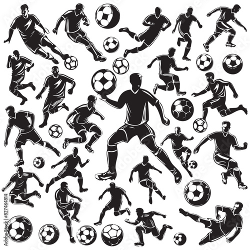 Football Player special type of silhouettes in black, pictograph, vector, 