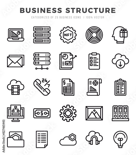 Business Structure icons set. Collection of simple Lineal web icons.
