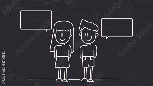 dibujo de niños en un pizarrón negro