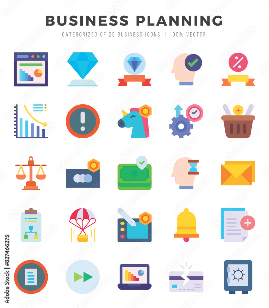 Simple Set of Business Planning Related Vector Flat Icons. Simple Set of Business Planning Related Vector Flat Icons.