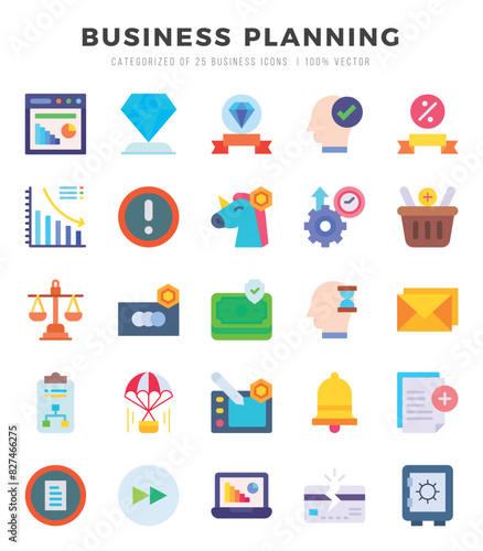 Simple Set of Business Planning Related Vector Flat Icons.