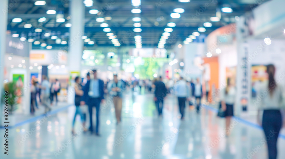 A blurred background of business people walking around at an exhibition hall A blurred background of business people walking around at an exhibition hall
