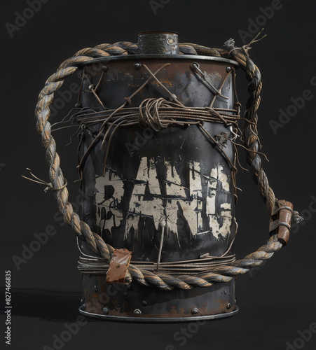 Metal Explosive Canister Labeled 'BANK