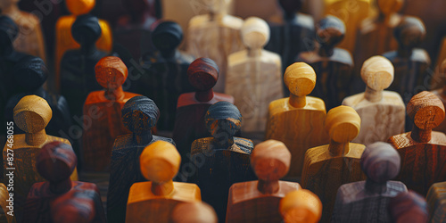 Cultural Diversity Crowd A group of wooden figures
 photo
