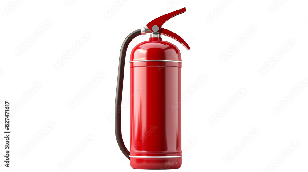 Obraz premium High-quality image of a red fire extinguisher. Essential safety equipment for homes, offices, and public spaces. Ideal for emergency preparedness.