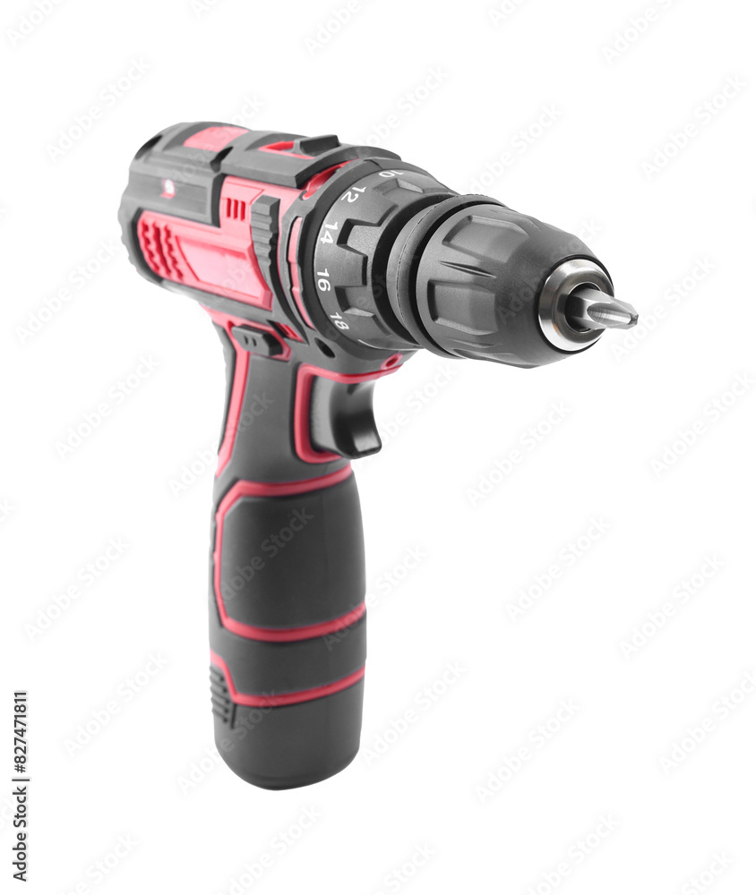 Modern cordless electric screwdriver isolated on white Modern cordless electric screwdriver isolated on white