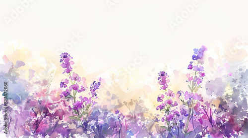 painting watercolor flower background illustration floral nature. Lilac flower background for greeting cards weddings or birthdays. Copy space.