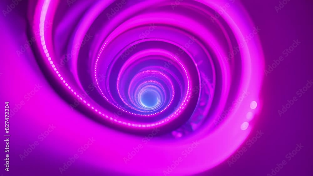 A mesmerizing spiral of bright neon lights symbolizing the strong and constant flow of gluon wind. A mesmerizing spiral of bright neon lights symbolizing the strong and constant flow of gluon wind.