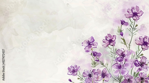 painting watercolor flower background illustration floral nature. Lilac flower background for greeting cards weddings or birthdays. Copy space.