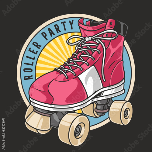 Roller party vintage poster colorful