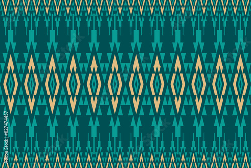 Ikat geometric folklore ornament with diamonds. Tribal ethnic vector texture. Seamless striped pattern in Aztec style. 
