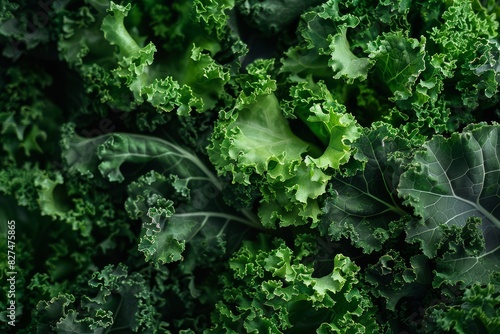 Fresh Green Kale Leaves Close-up 