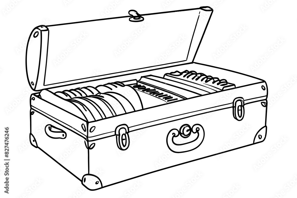chest coloring book page white background chest coloring book page white background