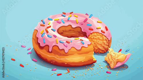 Bitten donuts. Realistic eaten donut delicious biscui