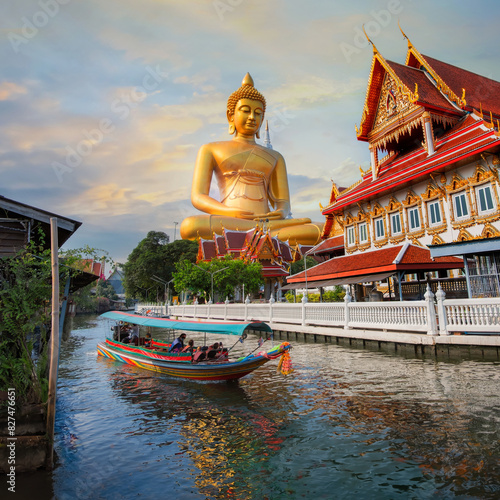 The Big Seated Buddha Statue (Buddha Dhammakaya Dhepmongkol) at Wat Paknam Phasi Charoen (temple) in Bangkok, Thailand photo