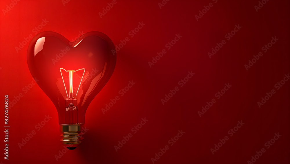 ight bulb with glowing heart shape inside on red background, concept of idea and love for valentine day celebration or affection in family ight bulb with glowing heart shape inside on red background, concept of idea and love for valentine day celebration or affection in family