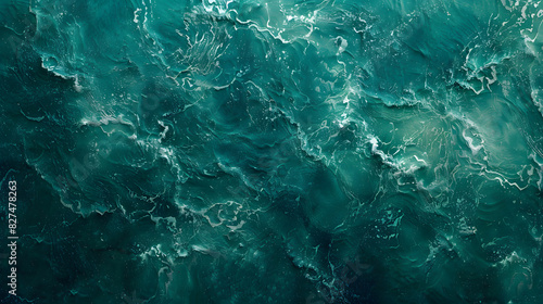 Aerial view of electric blue waves crashing on the shore photo