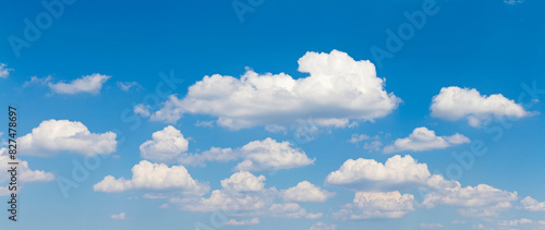 Large panorama of blue sky with white clouds