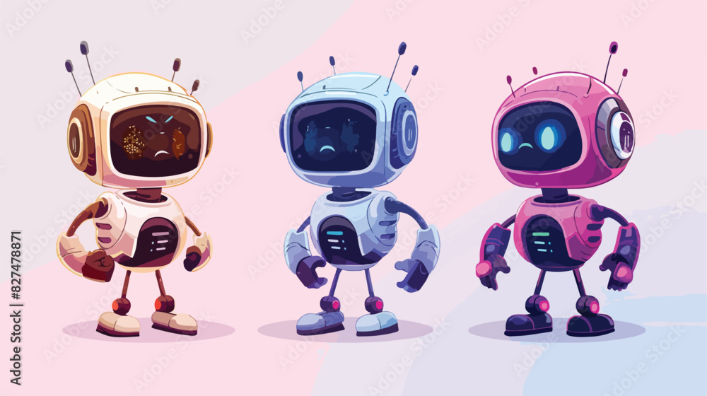 Bots mascot. Chatbot service characters personal assi