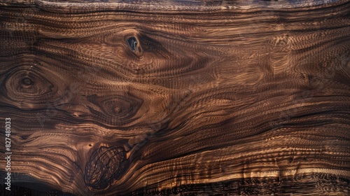 Texture of solid black walnut wood board with oil finish