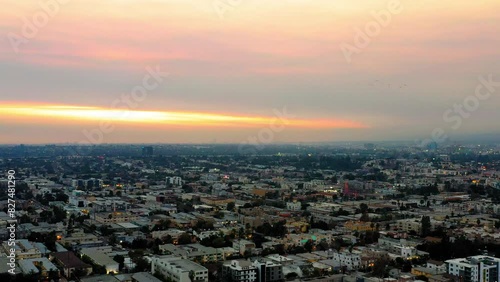 Wallpaper Mural Aerial Panning Beautiful Shot Of Buildings In Residential City During Sunset - Culver City, California Torontodigital.ca