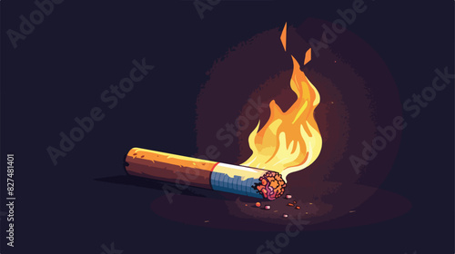 Burning cigarette cartoon icon. Smoking nicotine symb photo