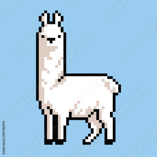Cute llama pixel art illustrations vector