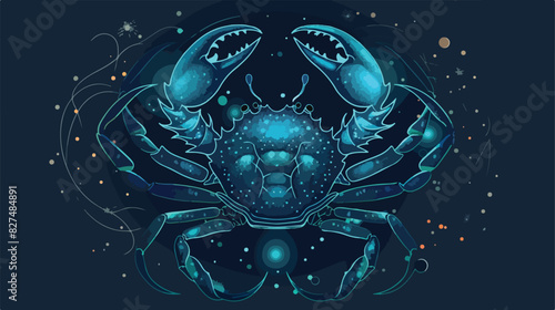 Cancer Zodiac Sign isolated on dark background. vector photo