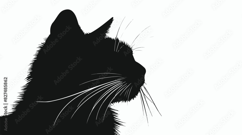 Cat profile black silhouette. Vector illustration 