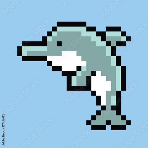dolphin sea animals pixel art illustrations vector 