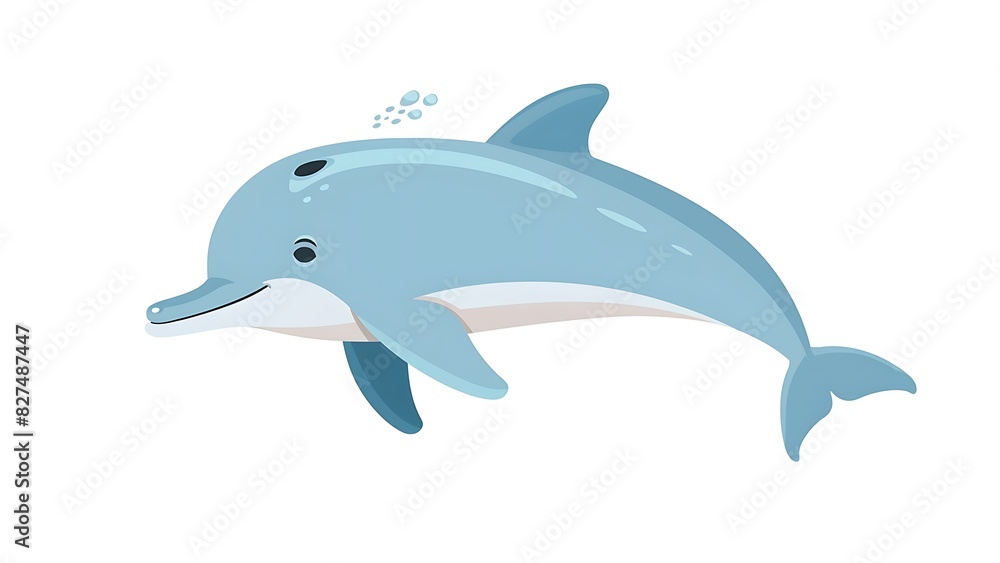 friendly cute blue sea mammal dolphin jumping out water blowhole illustration generative ai