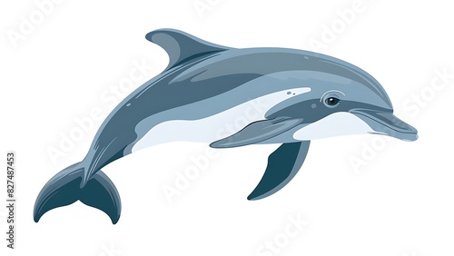 friendly cute blue sea mammal dolphin jumping out water fish illustration generative ai