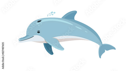 friendly cute blue sea mammal dolphin jumping out water resizable vector generative ai