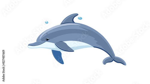friendly cute blue sea mammal dolphin jumping out water resizable vector generative ai