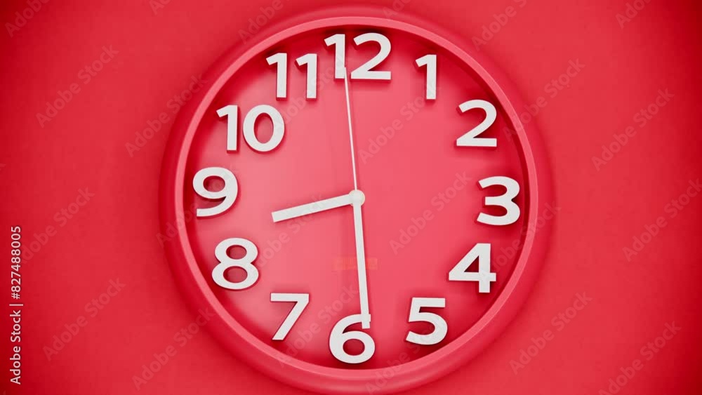 Time lapse of red clock hanging on red wall Time lapse of red clock hanging on red wall
