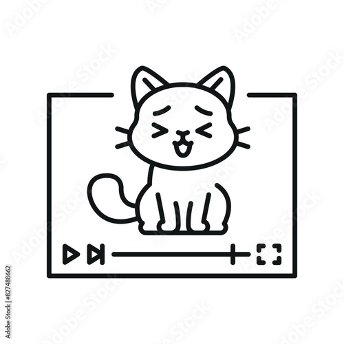 Anime genre line black icon.