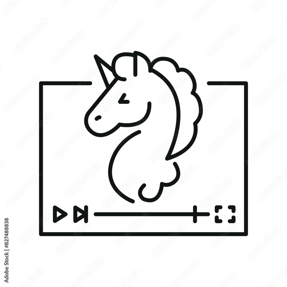 Fototapeta premium Fantasy film genre line black icon.