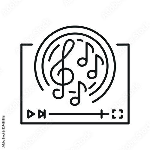 Musical genre line black icon.