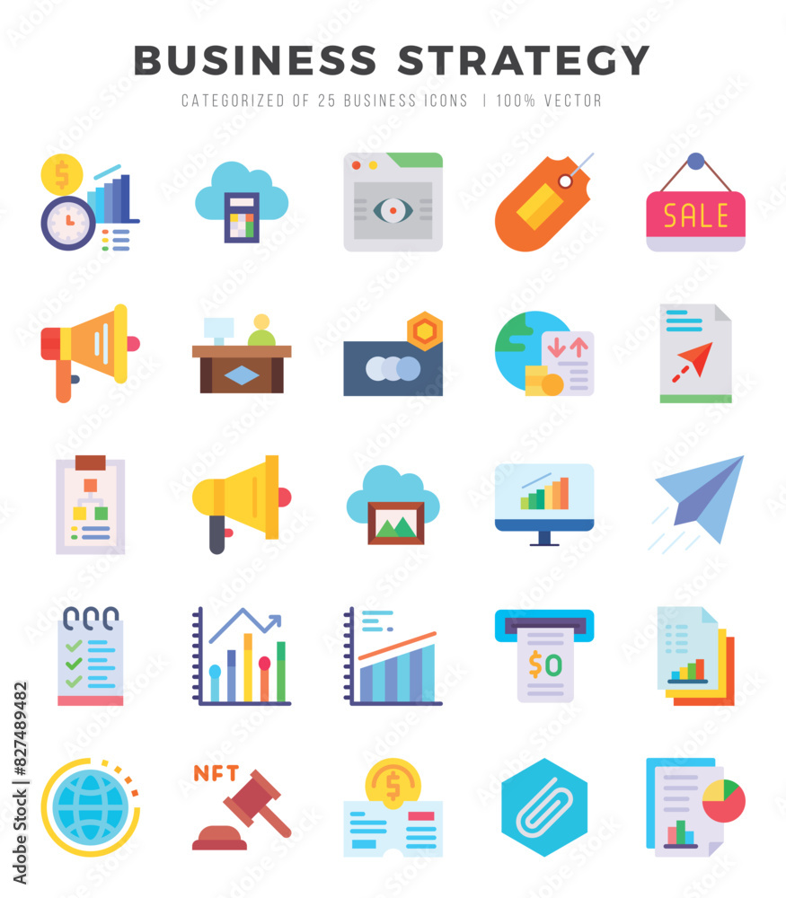Business Strategy Flat icons. Vector Flat illustration. Business Strategy Flat icons. Vector Flat illustration.