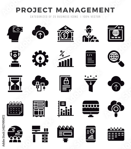 Project Management icon pack for your website. mobile. presentation. and logo design.