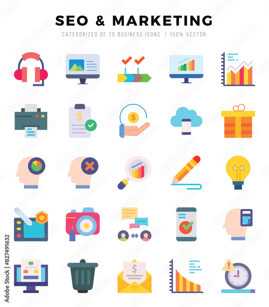 SEO & MARKETING icons set. Collection of simple Flat web icons. SEO & MARKETING icons set. Collection of simple Flat web icons.