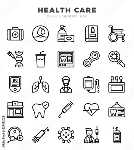 HEALTH CARE icons set for website and mobile site and apps. photo
