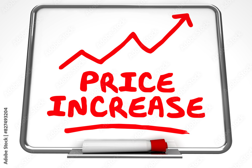 Price Increase Arrow Rising Up Dry Erase Board Message 3d Illustration Price Increase Arrow Rising Up Dry Erase Board Message 3d Illustration