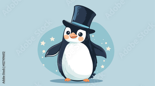Cute penguin in a hat. Vector illustration for cards © Bill